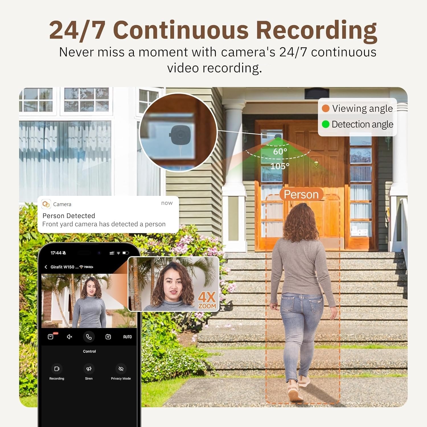 🔥 Crystal-clear 2K security camera 🎥 Color Night Vision-24/7 Recording & Smart Alerts